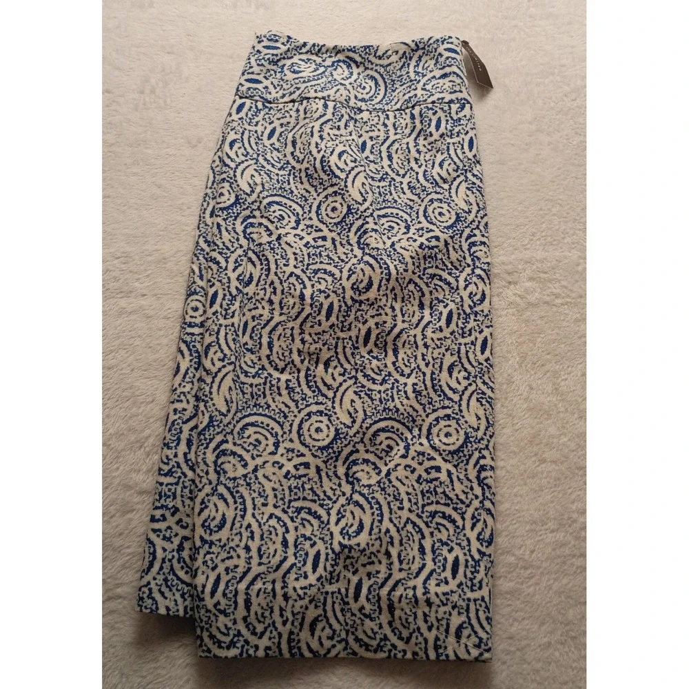 The Limited Blue White Paisley Print Pencil Skirt Size 12 Side Zip Casual NWT